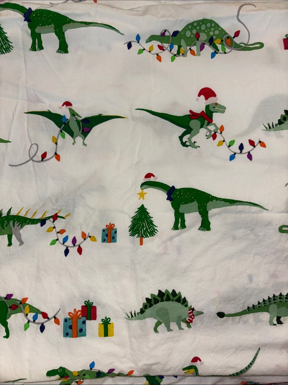Pottery Barn Glow-in-the-Dark Christmas Dino Toddler Sheetset